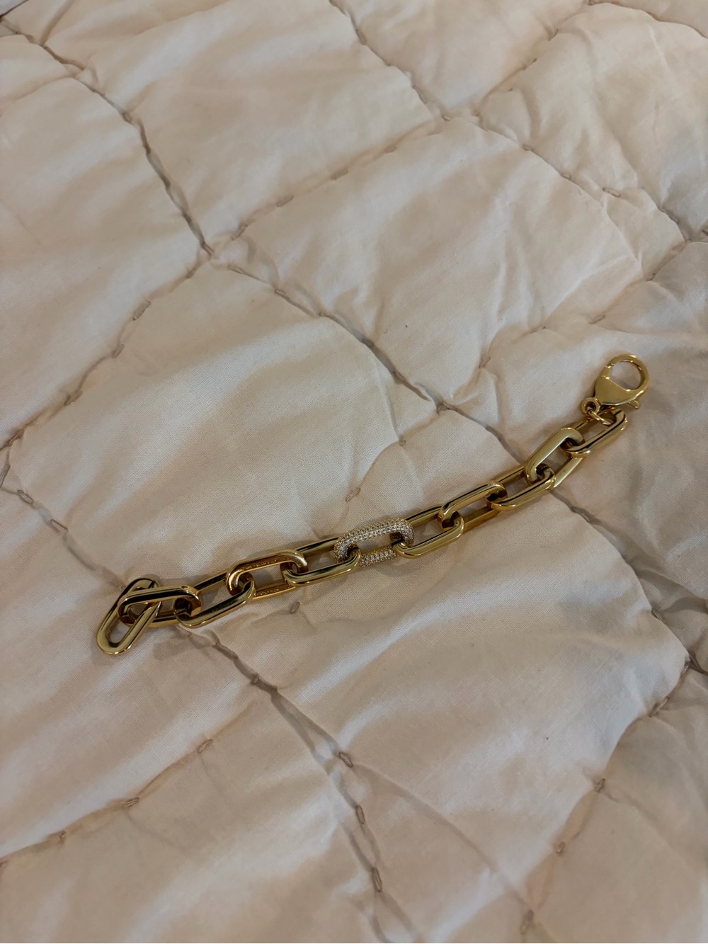 Gold Chain Link Bracelet with Pavé Accent